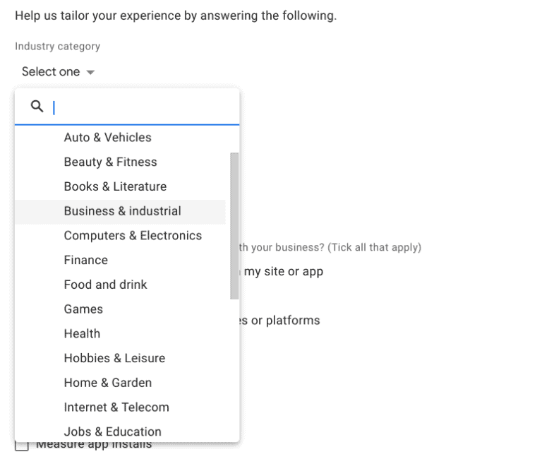 How To Set Up &Amp; Install Google Analytics 7 Selecting An Industry In Google Analytics