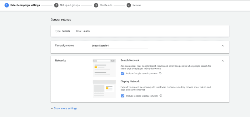 How To Create Your First Ad Campaign In Google Ads 7 Google Ads - Selecting Search Network Or Display Network