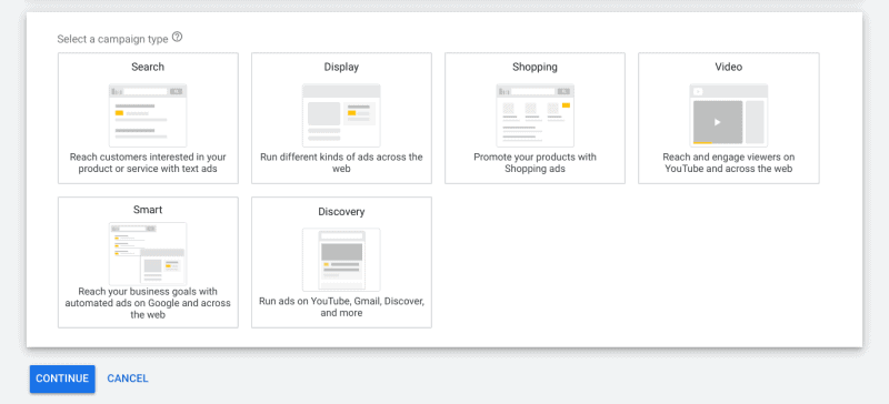How To Create Your First Ad Campaign In Google Ads 4 Select A Campaign Type In Google Ads